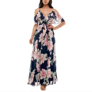 Navy floral dress long maxi